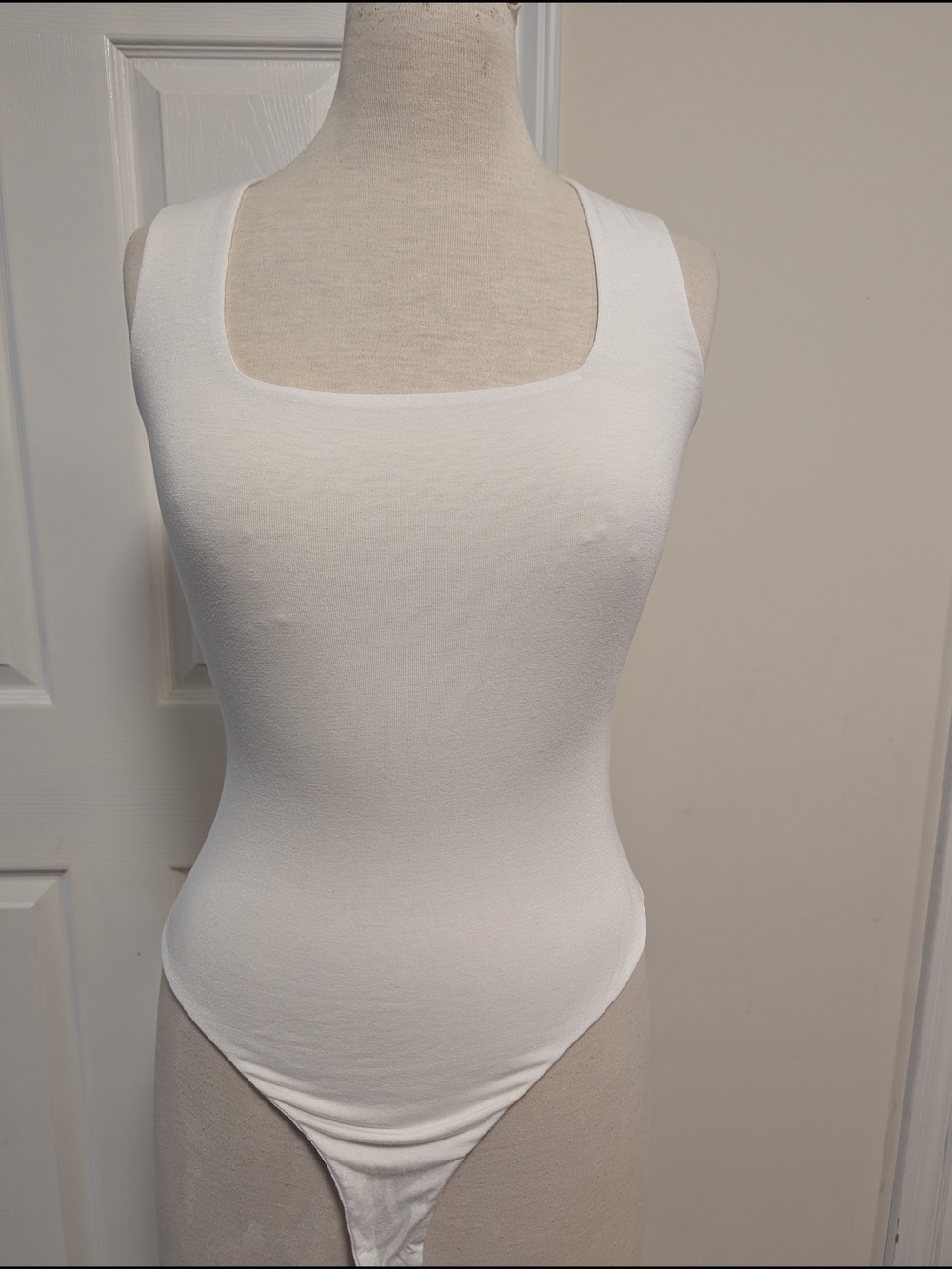 Marciano White Square Neck Sleeveless Stretch Bodysuit